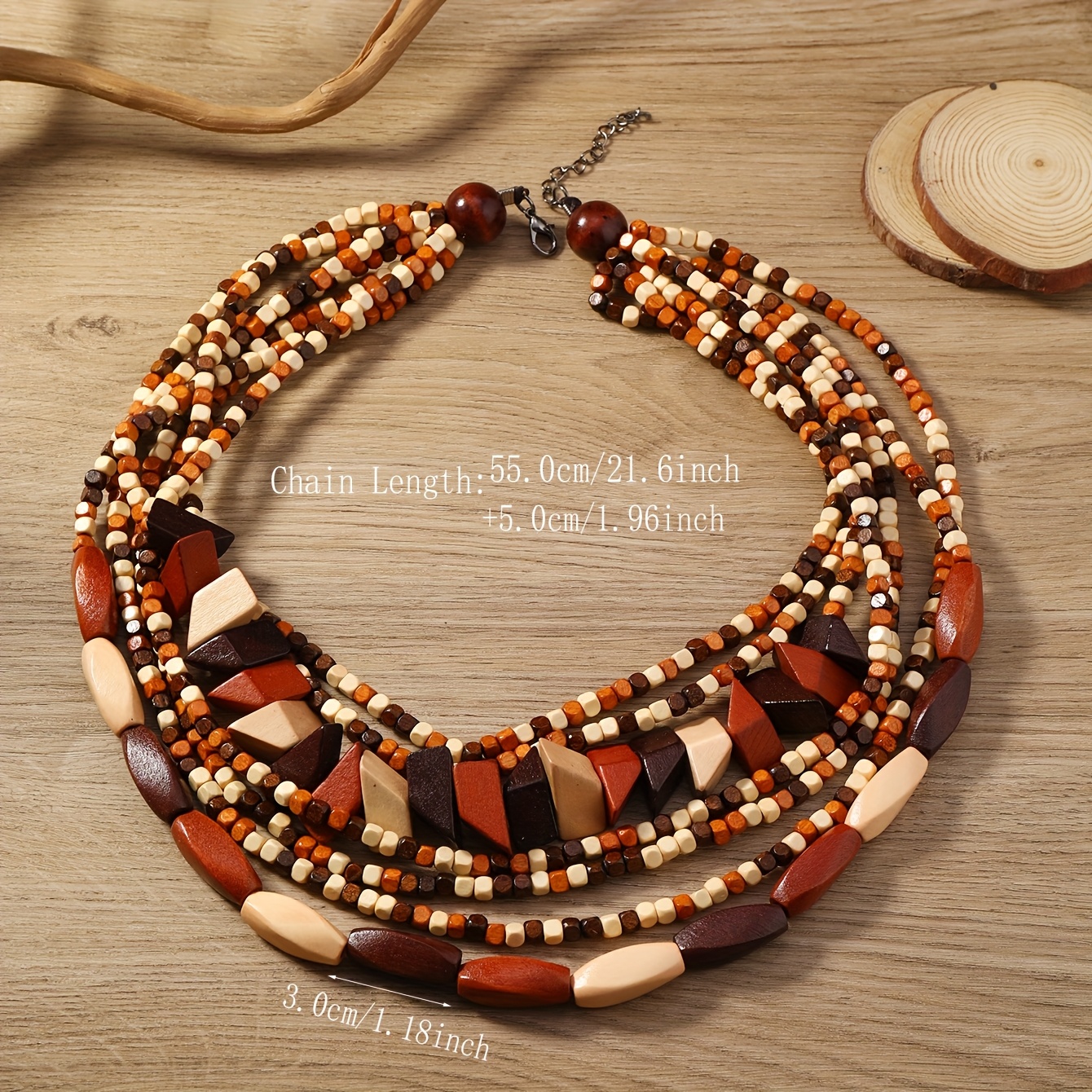Ethnic Beads Sweater Chain Necklace